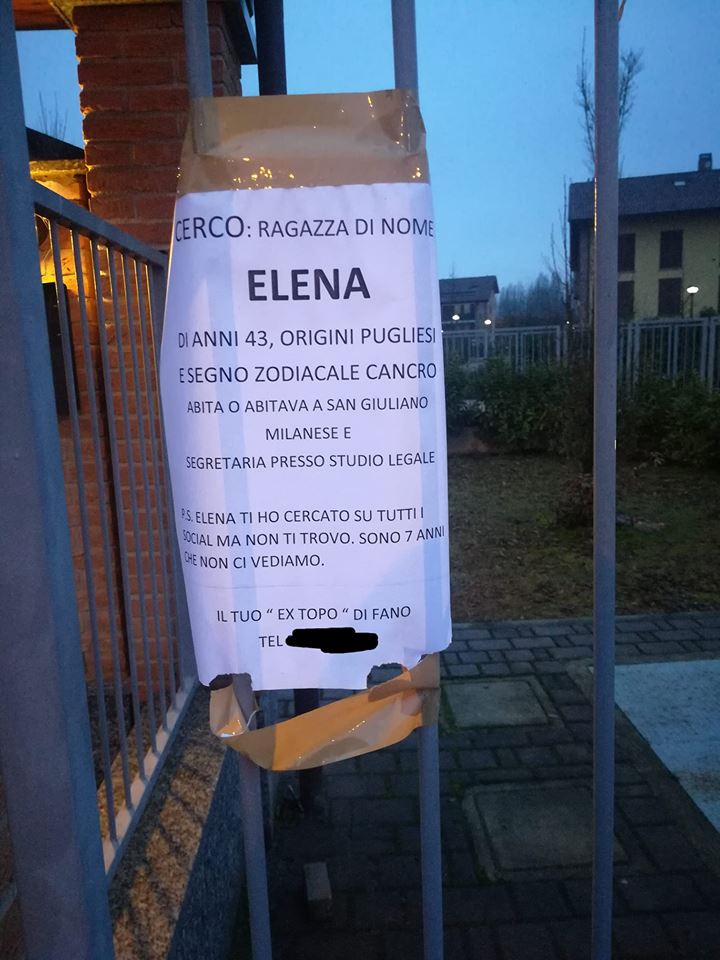 Cerca da sette anni il suo amore: Elena, dove sei?