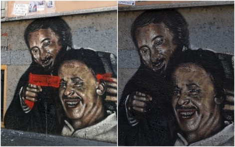 Murales Falcone e Borsellino a Milano vandalizzato e ripulito