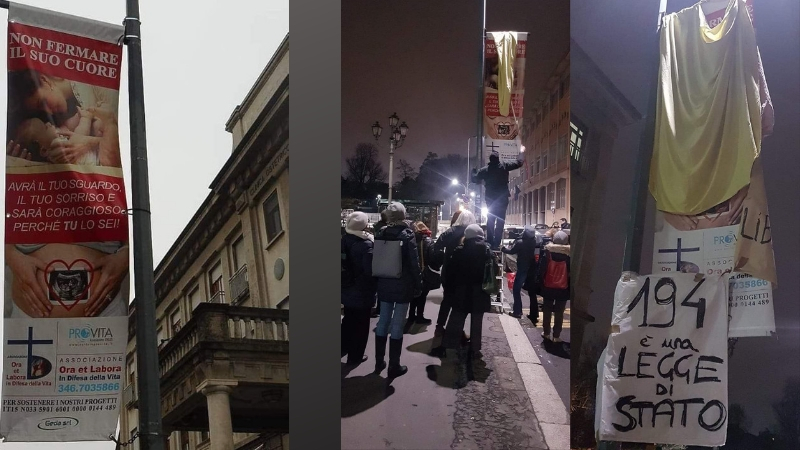 Cartello antiabortista, blitz per coprirlo: “La 194 è legge di Stato”