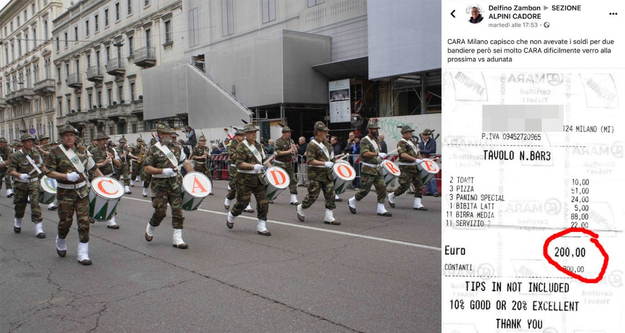 Adunata Alpini Milano: dal Cadore protesta social per lo scontrino da 200 euro
