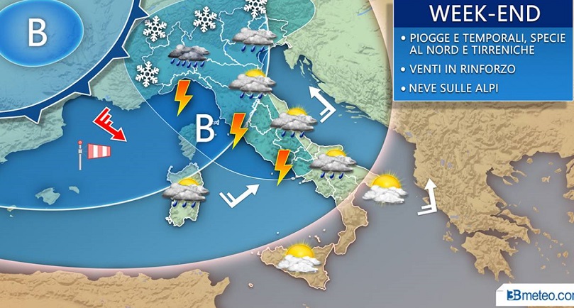 PREVISIONI METEO Piogge e temporali nel weekend, in arrivo nuova ondata di maltempo