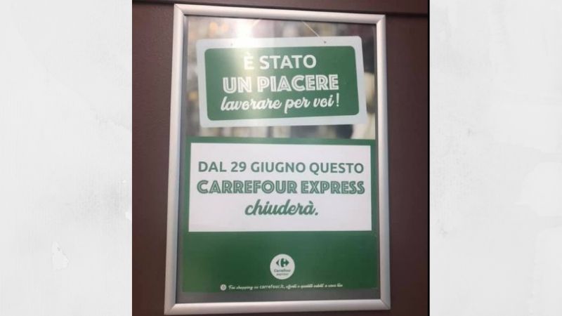 Il Carrefour Express chiude, dipendenti preoccupati: “Nessuna ricollocazione”