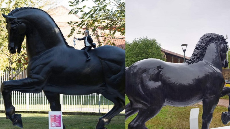 Opera ispirata a Leonardo vandalizzata: rubato il mago dal cavallo