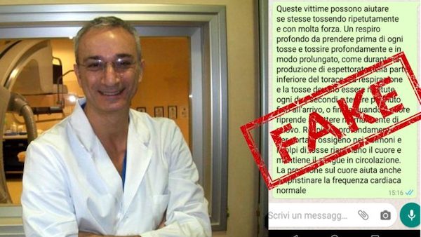 Ritorna la fake news: tossire NON salva la vita dall’infarto