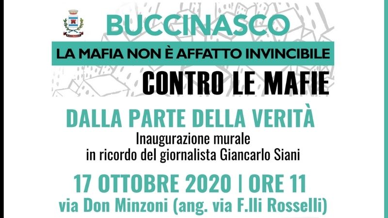 Un murale in onore del giornalista Giancarlo Siani a Buccinasco