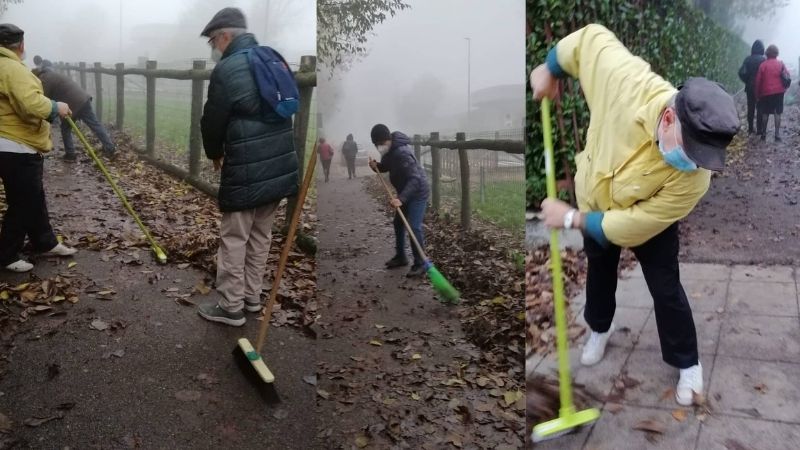 Cittadini attivi: ripulito dal Comitato di quartiere il vialetto pieno di foglie FOTO