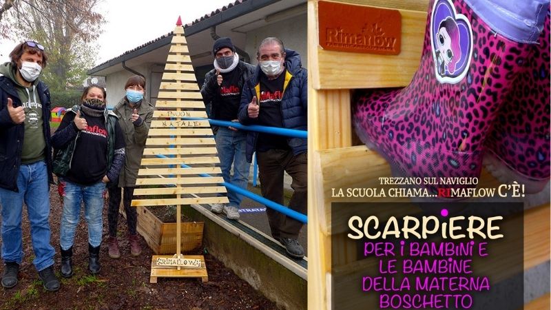 Scarpiere con legno riciclato per gli alunni della materna: ci pensa Rimaflow – FOTO