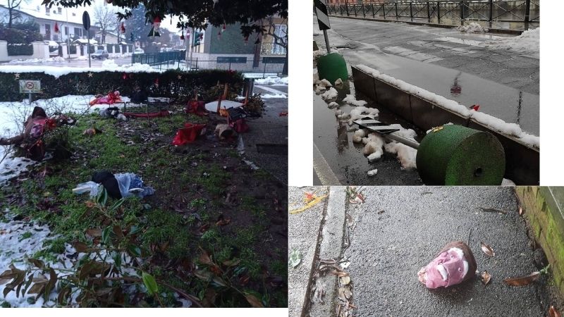 Raid vandalico: devastate le decorazioni di Natale della Proloco a Gaggiano FOTO