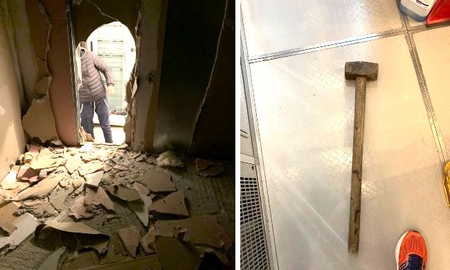 Spaccano a martellate il muro del bar e rubano nel locale