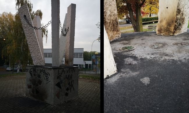 Imbrattato e incendiato il monumento a Falcone, Bottero: “Grave gesto di ignoranza”