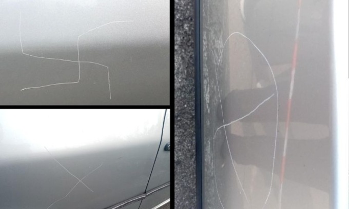 Auto vandalizzata con svastiche a Corsico, sul lunotto aveva l’adesivo “Nessuno è straniero”