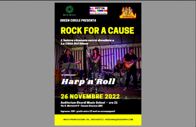 Cesano Boscone: all’Auditorium della Scuola di Musica il concerto “Rock for a cause” a sostegno della Città del Gioco