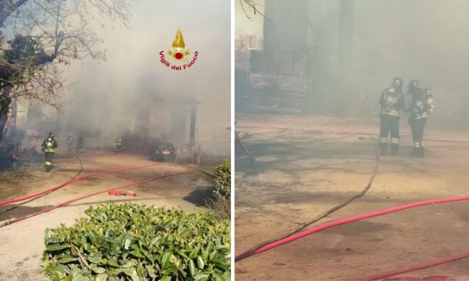Incendio alla Cascina Biblioteca, che ospita un centro disabili