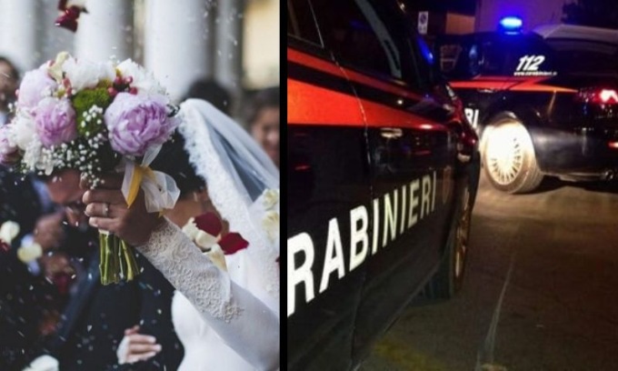 Maxi rissa al ristorante durante una festa di matrimonio nomade
