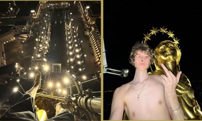 Il climber Dedelate scala il Duomo di notte e sale fino alla Madonnina
