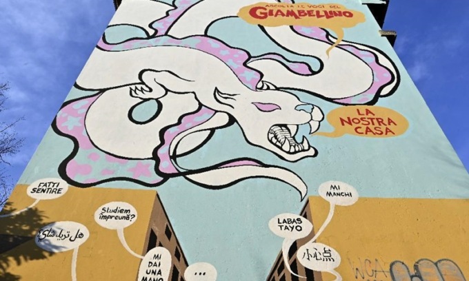 Un nuovo murale a Milano: al Giambellino inaugurato il “Cerutti”, il drago bianco del quartiere protettore degli abitanti