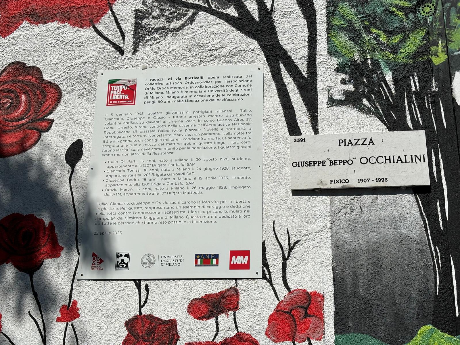 OTTANTESIMO LIBERAZIONE, INAUGURATO MURALE 'RAGAZZI VIA BOTTICELLI' (FOTO 3)
