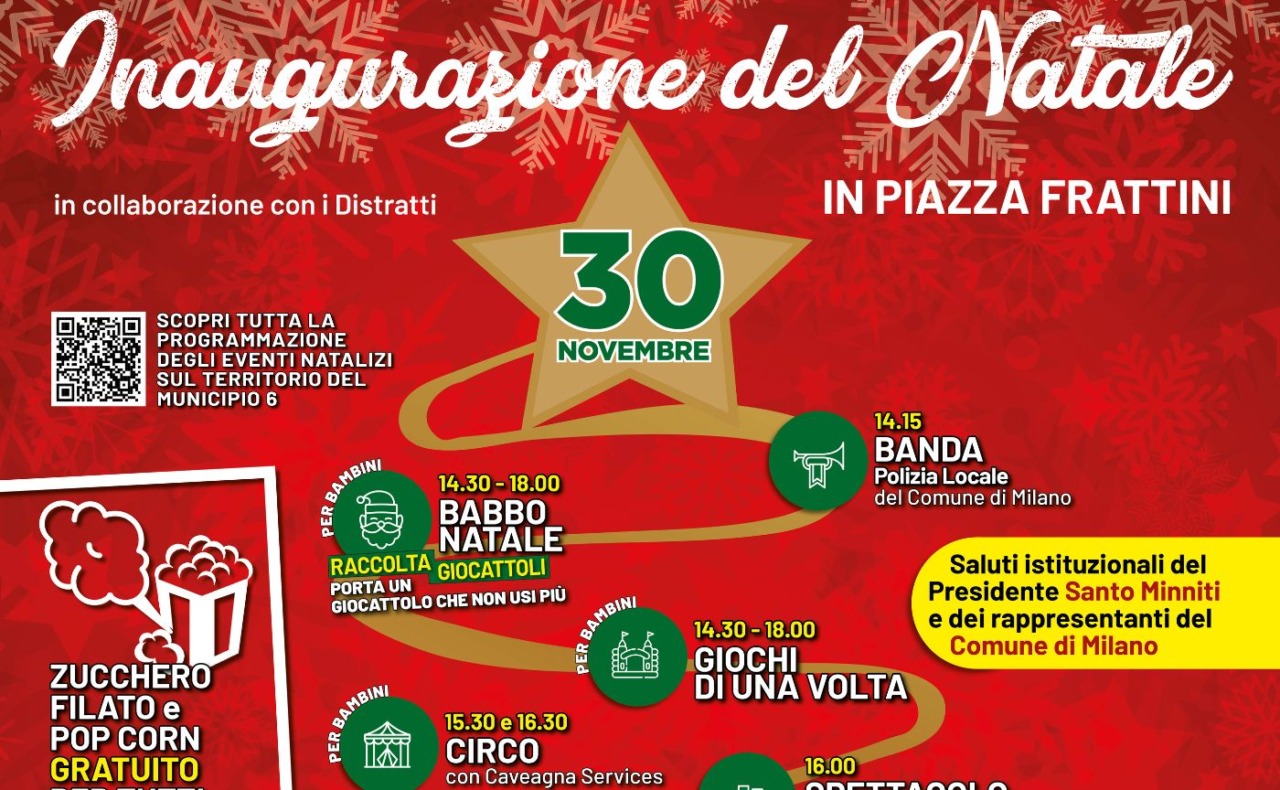 Piazza Frattini accende il Natale del Municipio 6: una festa aperta a tutti, milanesi e non