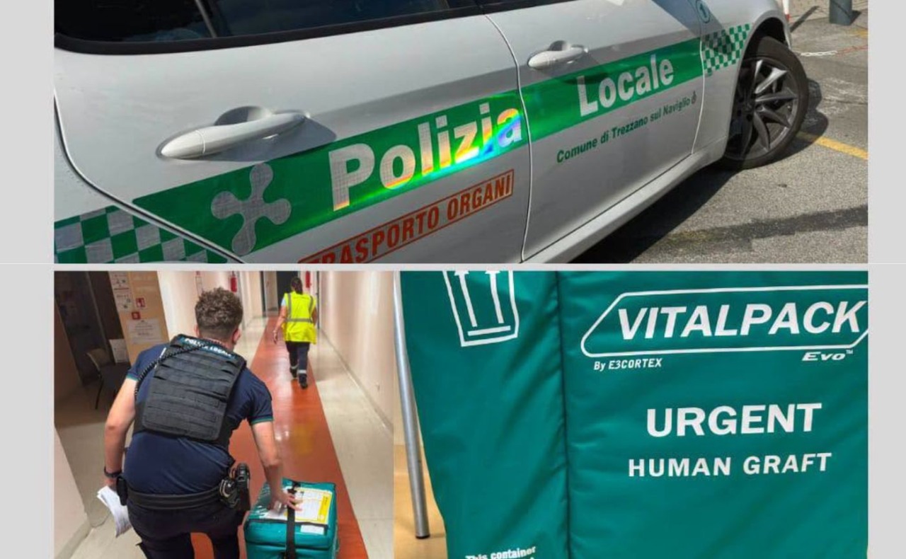 Da Linate a Genova, la prima missione della Polizia Locale di Trezzano: trasportato un organo per un trapianto