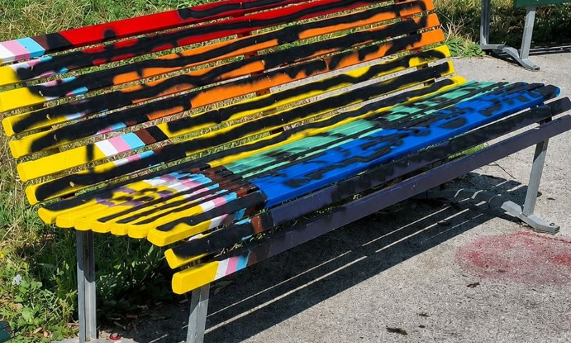 Milano, vandalizzata la panchina arcobaleno della Bovisa: coperta di vernice nera