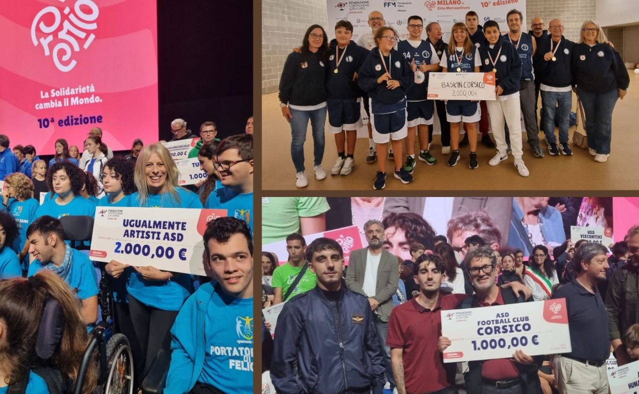 Tre realtà di Corsico premiate per il loro impegno sociale e sportivo: Ugualmente Artisti, Football Club Corsico e Baskin del Basket Corsico